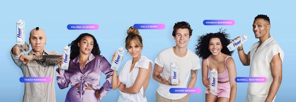 Taboo Nawasha, Paloma Elsesser, Halle Berry, Shawn Mendes, Hannah Bronfman and Russel Westbrook posted holding Flow water