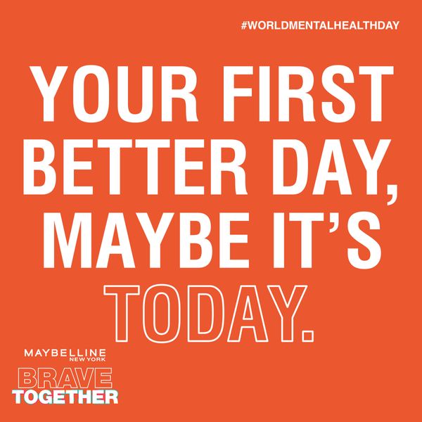 Orange-coloured graphic for World Mental Health Day with the quote 'your first better day, maybe it's today